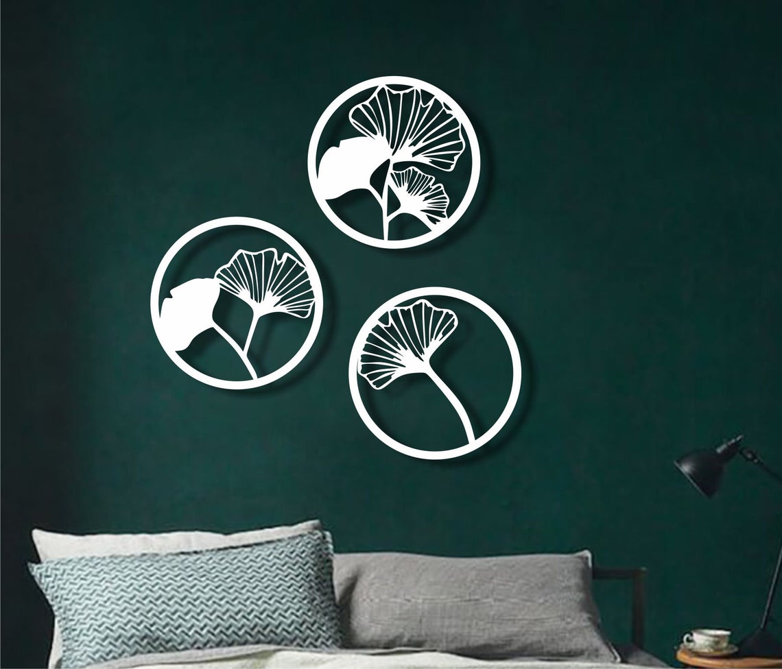 Ginkgo Leaves Metal Wall Art Leaf Wall Decor Metal Wall Art Etsy