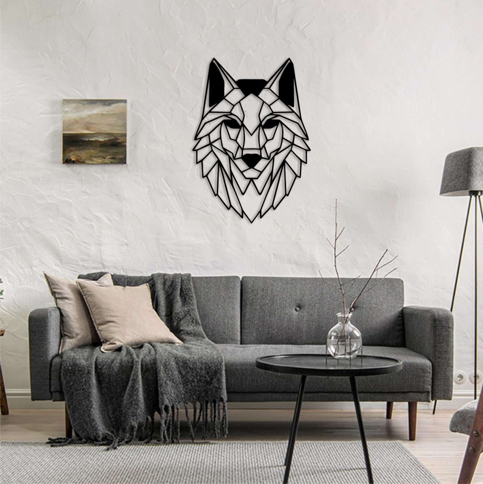 Geometric Wolf Wall Art Metal Wolf Wall Decor Wolf Wall Etsy