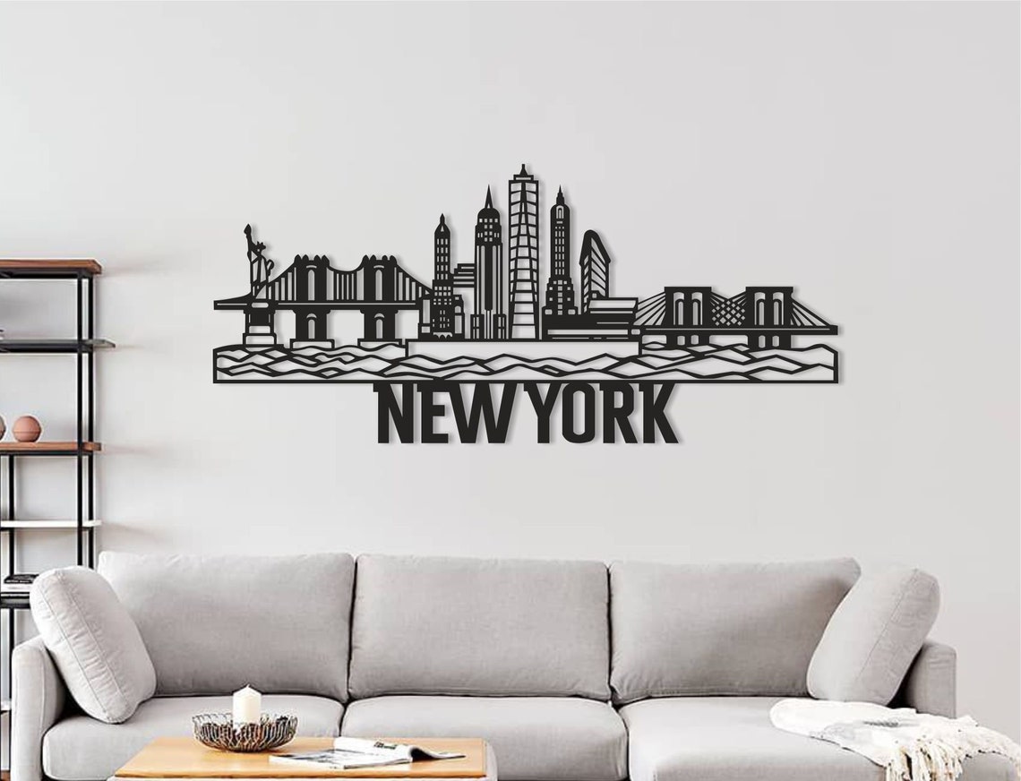 New York City Metal Wall Art City Skyline Metal Wall Decor Etsy
