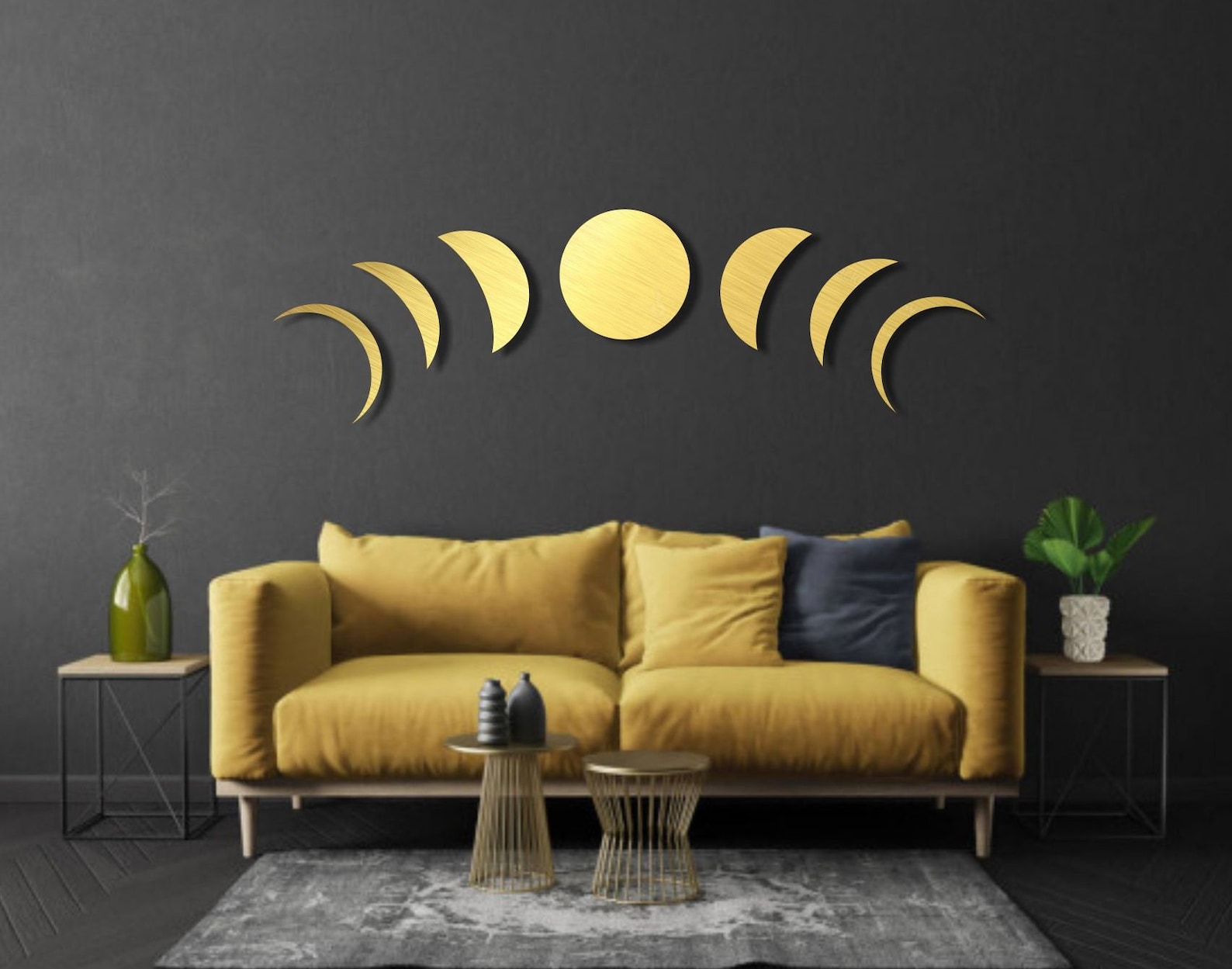 Moon Metal Wall Art Moon Phases Wall Decor Lunation Metal Etsy