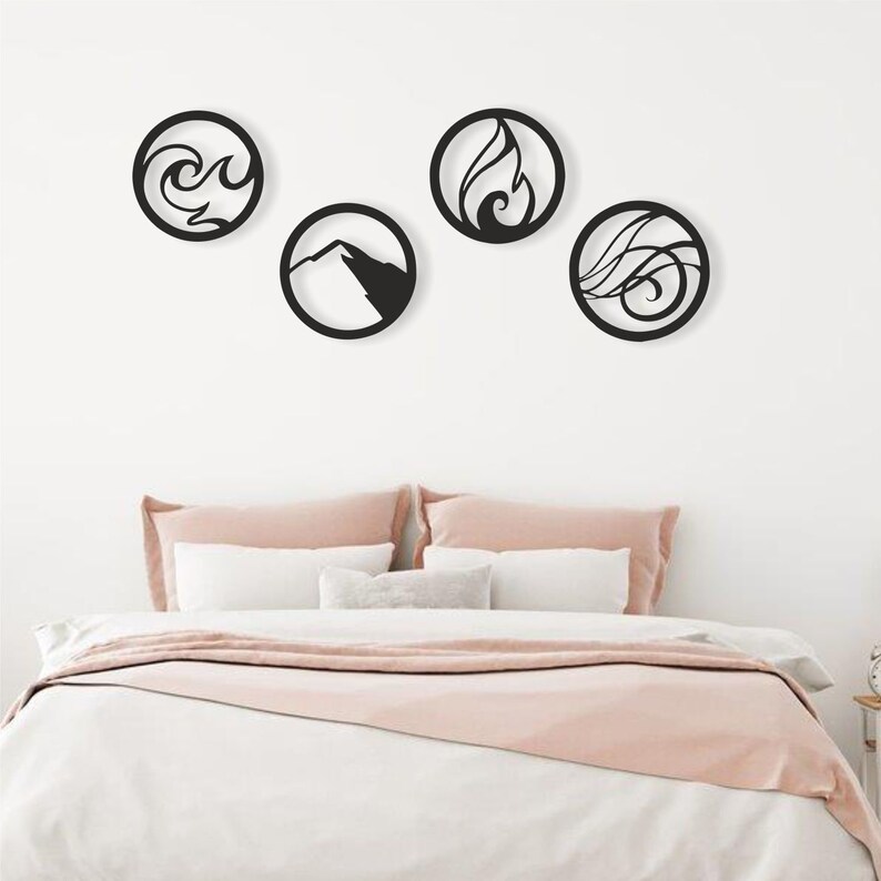 Four Elements Metal Wall Art Four Elements Metal Wall Decor Etsy