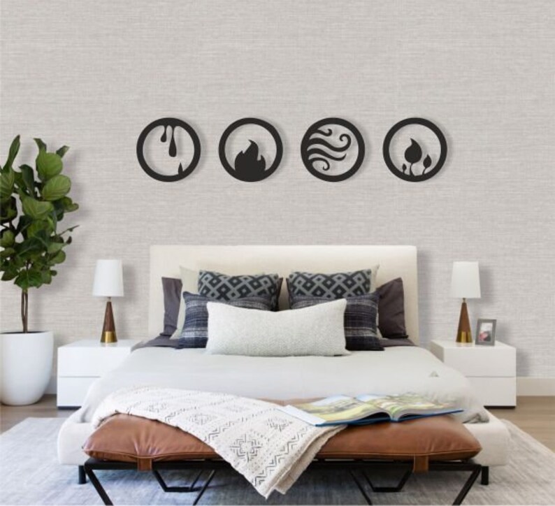 Four Elements Metal Wall Art Four Elements Wall Decor Metal Etsy
