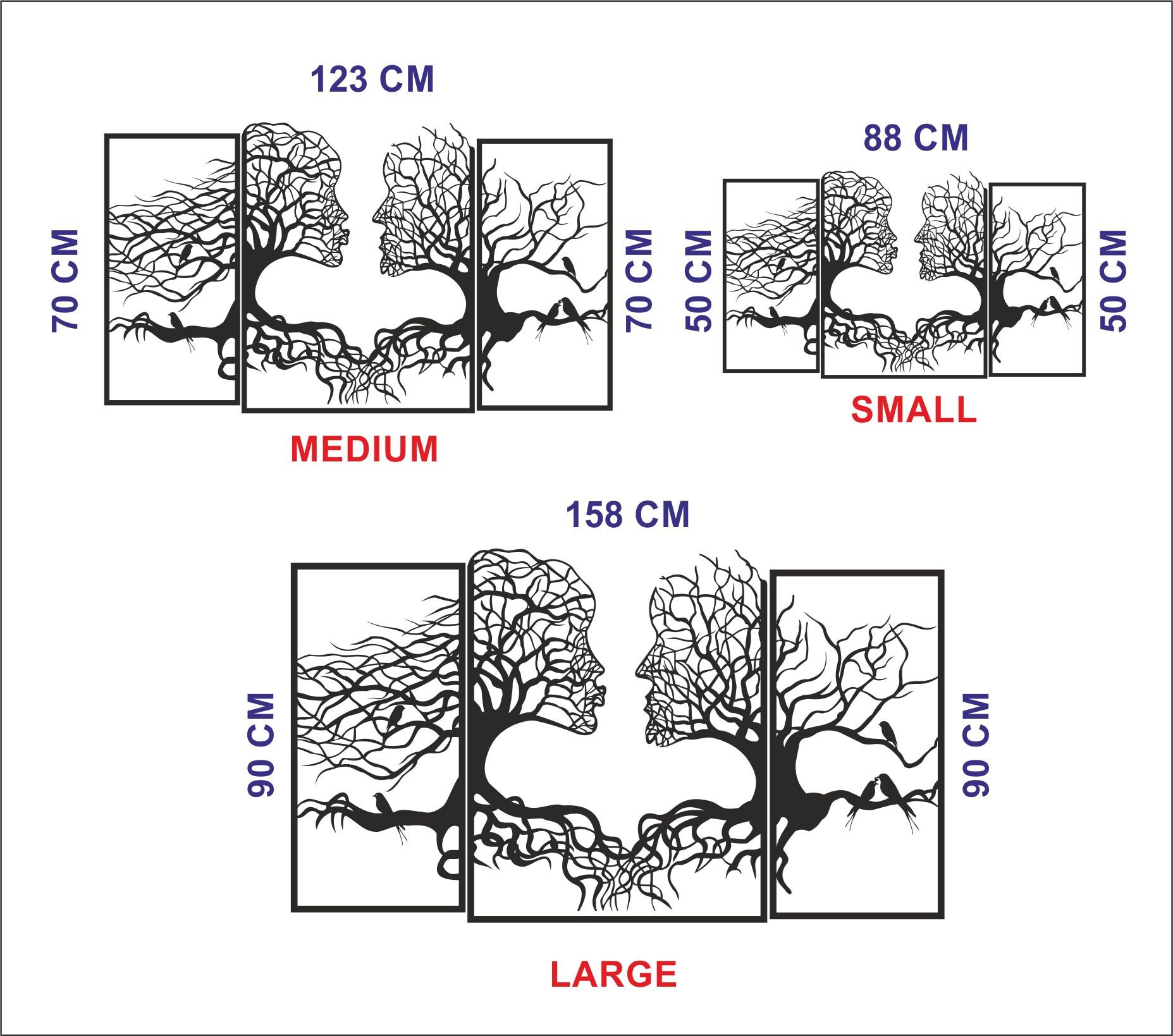 Tree Faces 3 Panel Metal Wall Art Tree of Life Wall Decor Etsy Canada