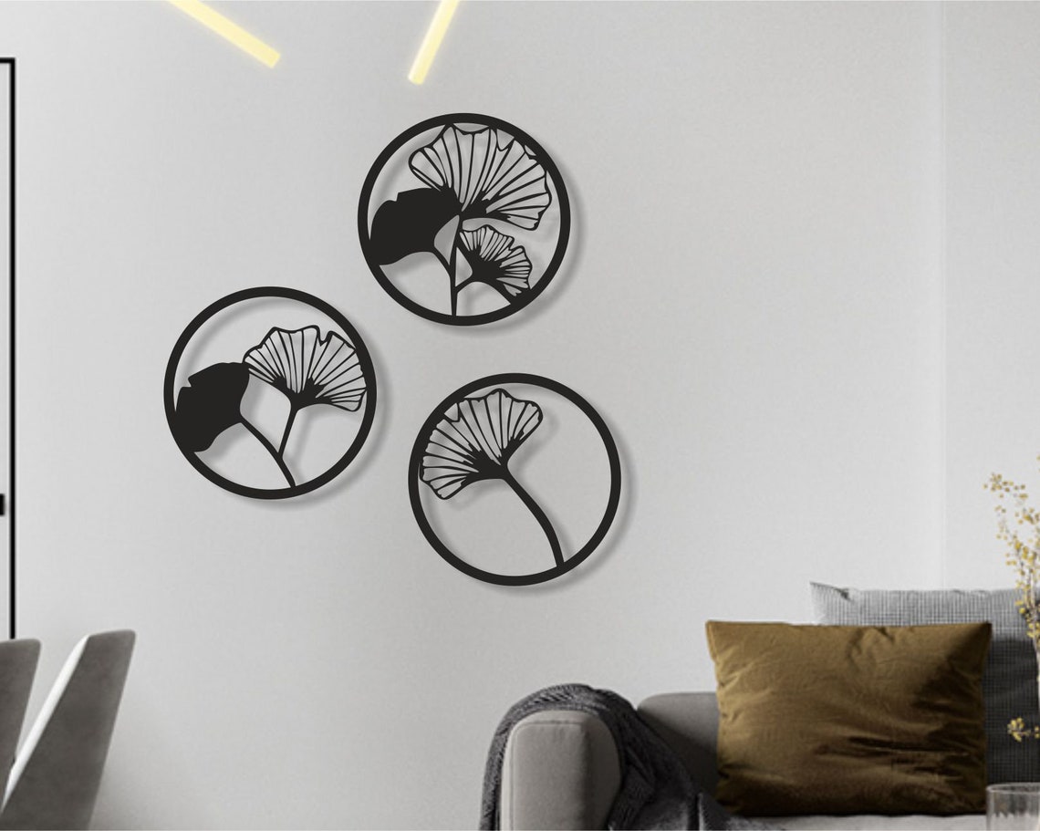 Ginkgo Leaves Metal Wall Art Leaf Wall Decor Metal Wall Art Etsy