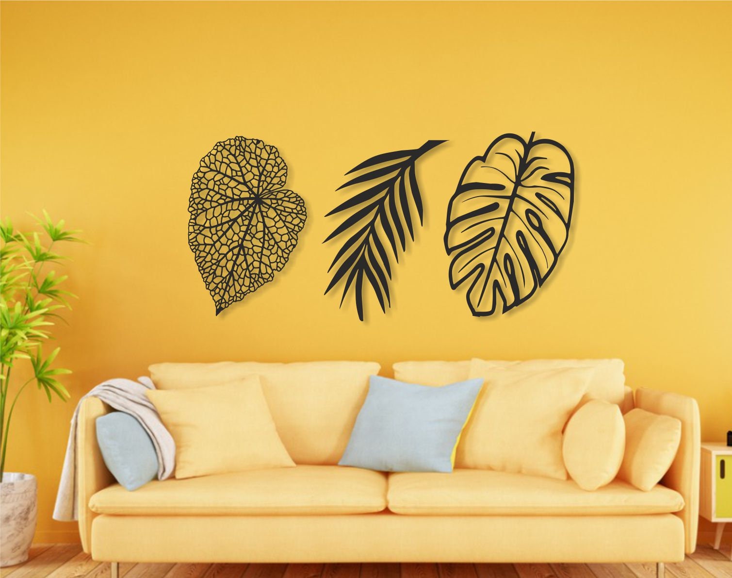 Tropical Leaf Set 3 Metal Wall Art Metal Leaf Wall Decor Etsy