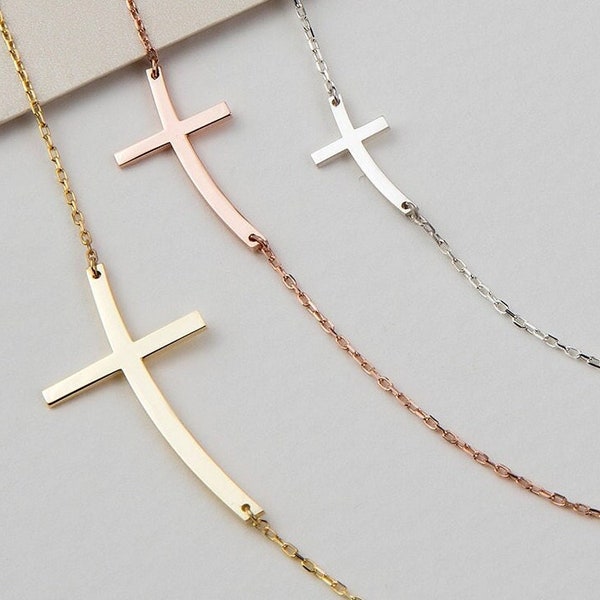 Radiant Sideways Cross Necklace
