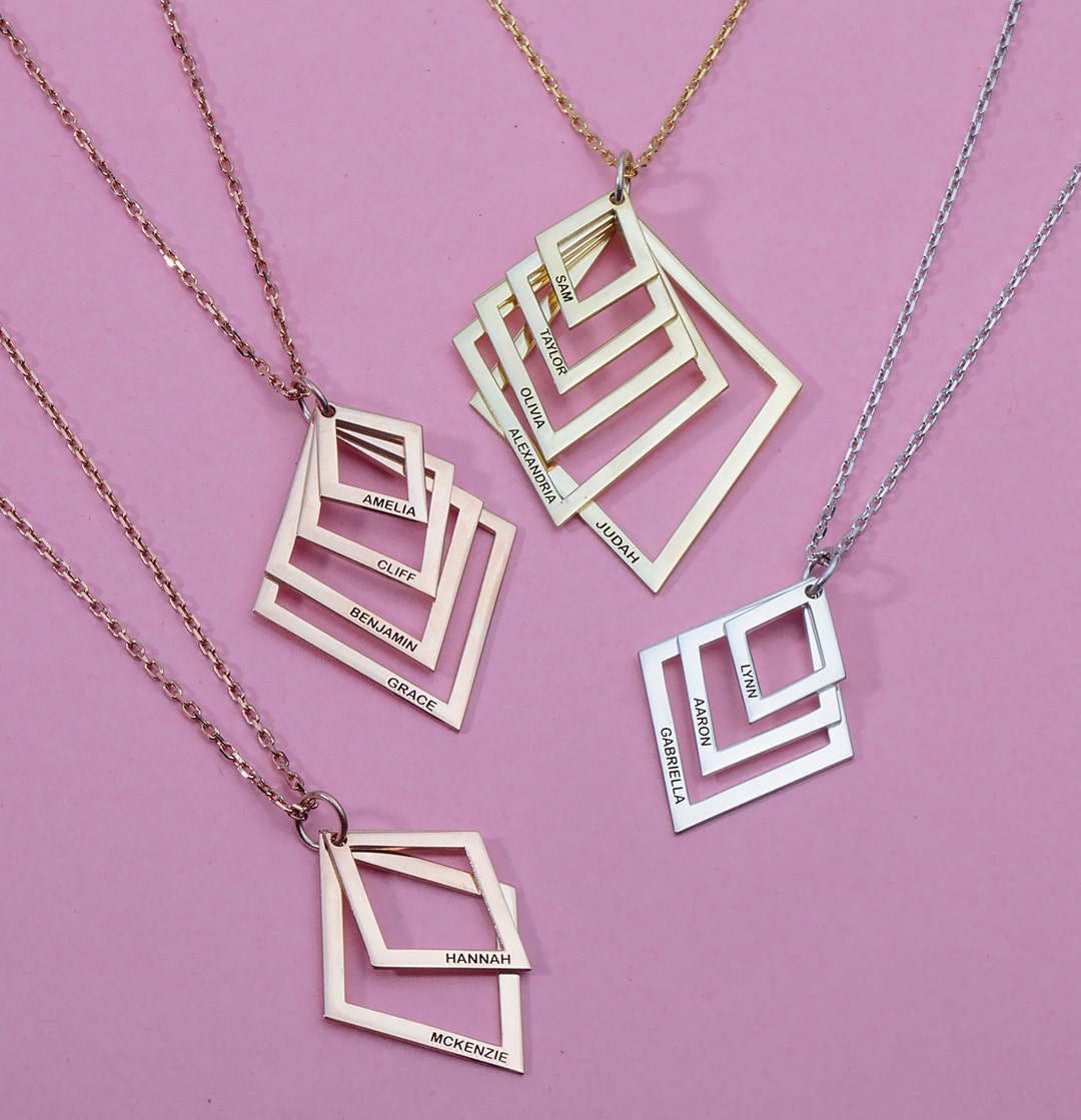 Personalized Name Necklace, Engraved Name Necklace, Family Necklace ...