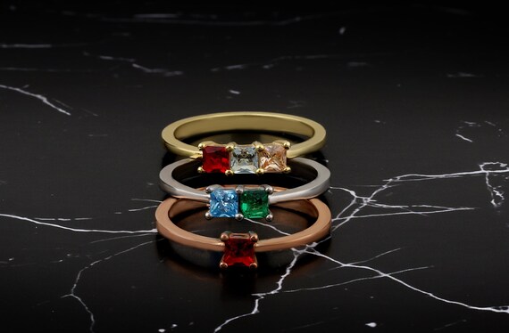 Dainty princess birthstone ring sale