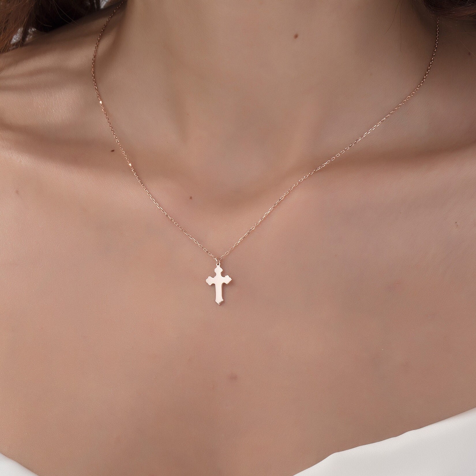 Silver Catholic Crucifix Necklace Religious Necklace for - Etsy