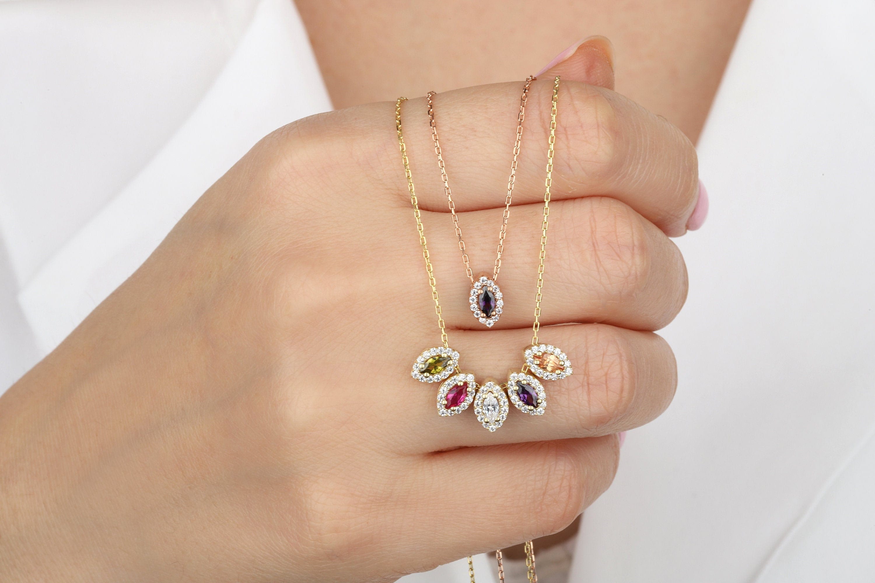 14K Birthstone Necklace Family 