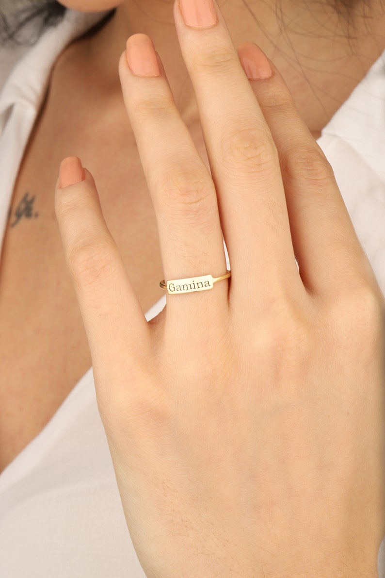 Personalized Handwriting Personalized Stacking Ring Name Ring Personalized Name Rings Custom Engraved Name Rings Stackable Silver Rings