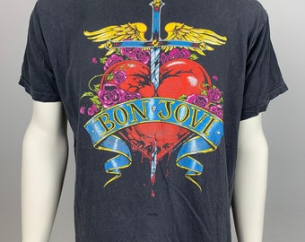 1989 ボン・ジョヴィ ベースボール T シャツ | 胸囲 44-48 インチ