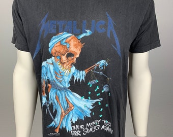 METALLICA 1989 T-Shirt Vintage / I loro soldi fanno pendere di nuovo la bilancia / Presto soddisferai il loro appetito
