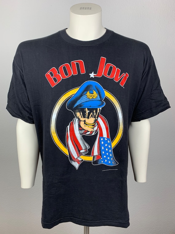 BON JOVI 1987 T-shirt Vintage / Donington Park / Skull & Shades