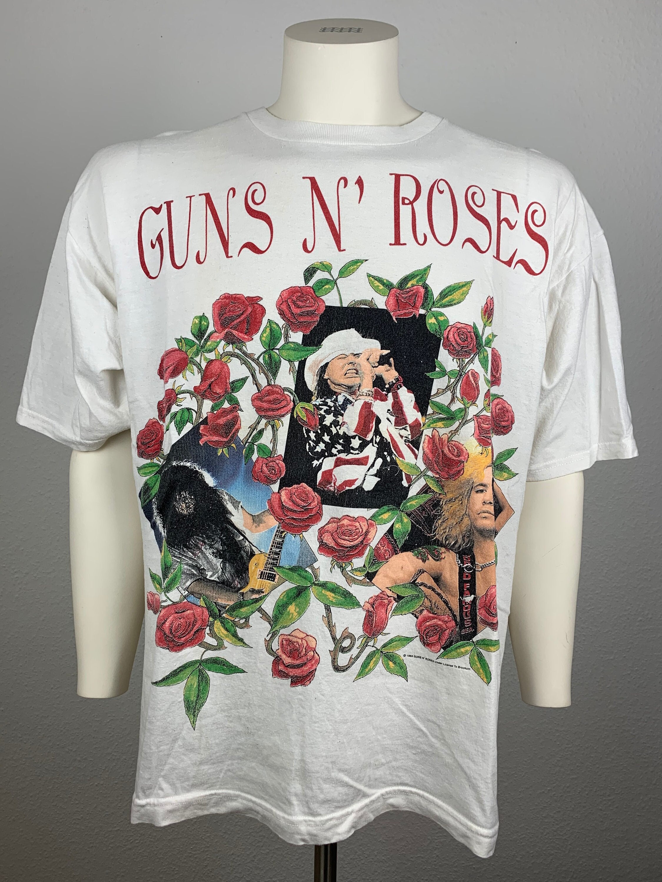 boohoo Guns N Roses Back Print Crop Band T-Shirt - White - Size L