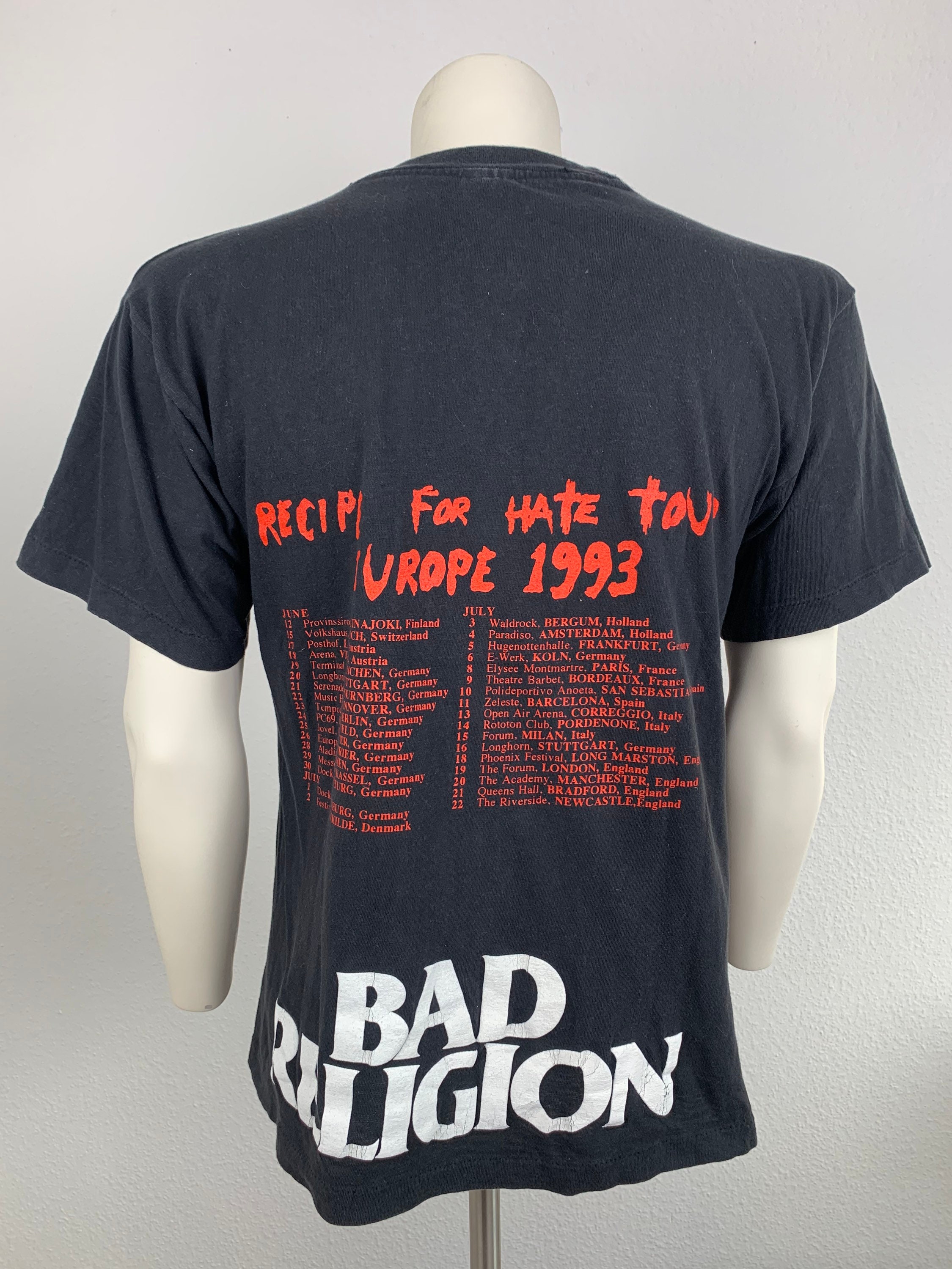 90s バンドTシャツBAD RELIGION 1993 サンフェード BAD RELIGION 1993 T-shirt Vintage / Concert Tee / Recipe for Hate