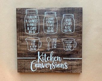 Kitchen Conversions Wooden Sign - Wooden Kitchen Decor Sign - Kitchen Conversion Sign - Kitchen Decor