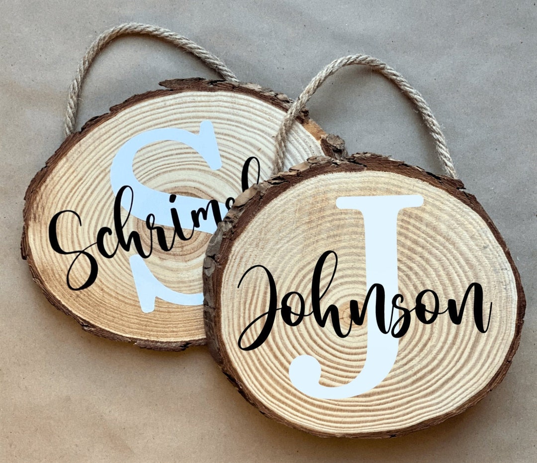 Large Wood Round Last Name Sign Custom Last Name Sign Last Name Door