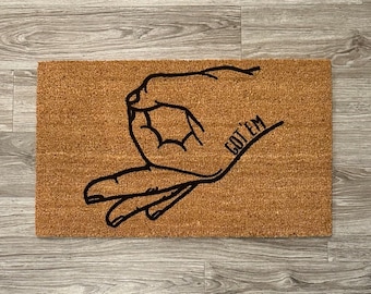 Got&#39;em Coir Doormat - Gotcha Doormat - Got em Doormat - Circle Game Doormat - 18x30 Gotcha Doormat
