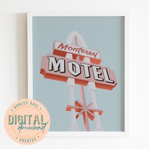 Digital Download | Art Print | Monterey Motel Vintage Sign Illustration | Download JPEG