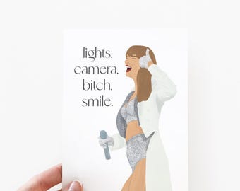 Tarjeta de sonrisa con cámara TS Lights + sobre / Tarjeta ICDWABH / Tarjeta de felicitación