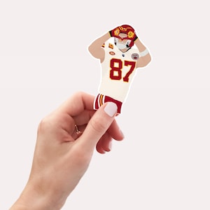 Travis Kelce Heart Hands Sticker | Hand Drawn Travis Kelce Chiefs Football Laptop Sticker | Travis Kelce Kansas City Bottle Stickers