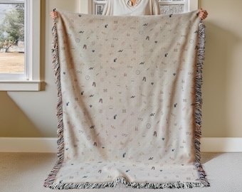 TS Eras Symbols Woven Blanket | Taylor Blanket Updated with TS12 Icons |  Eras Aesthetic Blanket | 52"x 37" One-Sided Print
