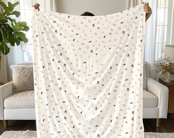 TS Eras Symbols Blanket | Taylor Microfiber Blanket Updated with TS12 | Eras Aesthetic Velveteen Microfiber | Double-Sided Print
