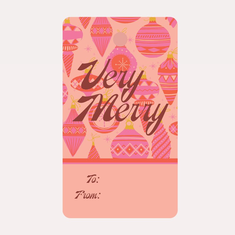 Set of 12 Very Merry Holiday Gift Tags Pink Christmas Gift Tags Tags for Gifts image 2