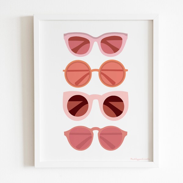 Sunglasses Art Print Etsy