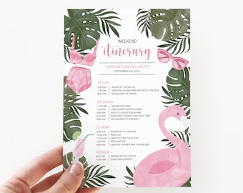 Direct downloaden en bewerkbaar | Weekend vrijgezellenroute | Vrijgezellenfeest bij het zwembad | Flamingo Vrijgezellenfeest | [id:9085288]