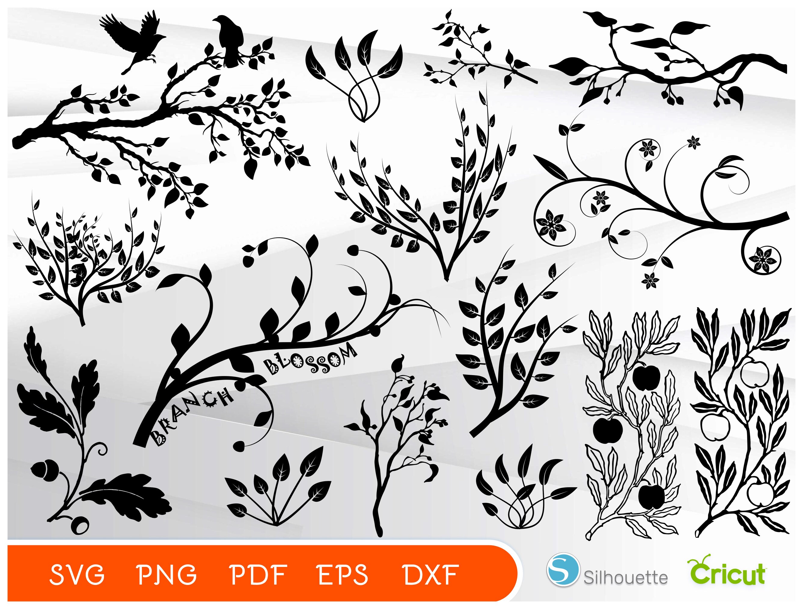 Tree Branch SVG Branch silhouettes Leaf Branch Svg bare | Etsy