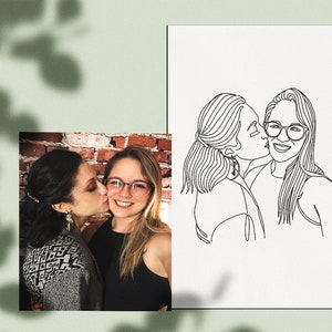 CUSTOM Lesbian Line Drawing Print. ContinuousOne Line LGBTQ. image 6