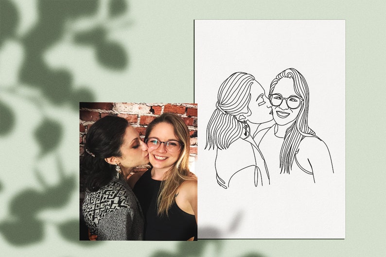 CUSTOM Lesbian Line Drawing Print. ContinuousOne Line LGBTQ. image 6