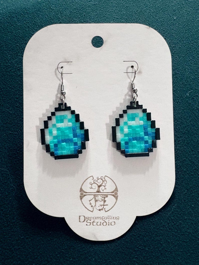 Minecraft Ear Design Minecraft Inspired “diamond” Earrings - Etsy