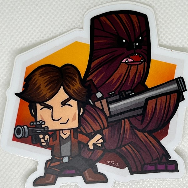 Han and Chewie * waterproof sticker * dishwasher safe sticker * cute character sticker * die cut sticker * opaque sticker