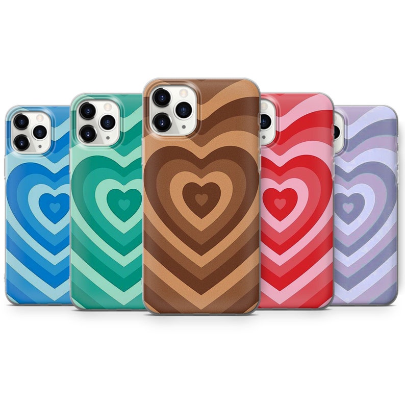 Y2K Phone Case Latte Heart Cases for iPhone 14, 13, 11 Pro, 12, XR, XS, X, 8, SE Samsung A12, S20, S21, S22, A73, A53, Huawei P20, P30 Lite 