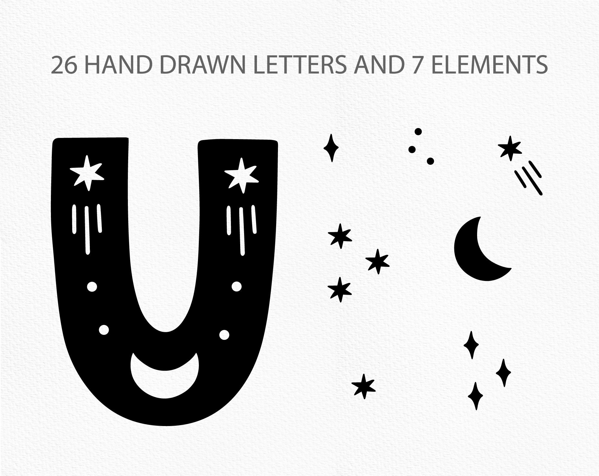 Celestial Alphabet Svg Moon Svg Font for Cricut Monogram Etsy