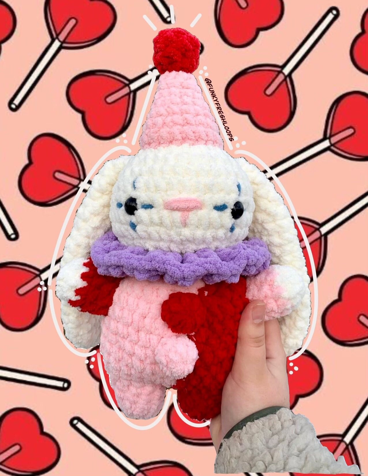 Fool for Love Clown Bunny Crochet PATTERN