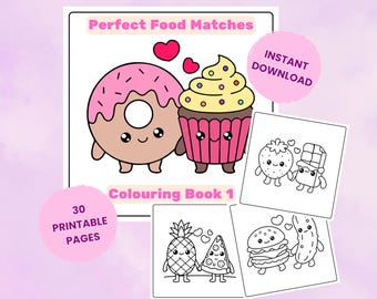 Dibujos para colorear de combinaciones perfectas de comida, vol. 1 / Dibujos para colorear relajantes e imprimibles para adultos / Descarga digital