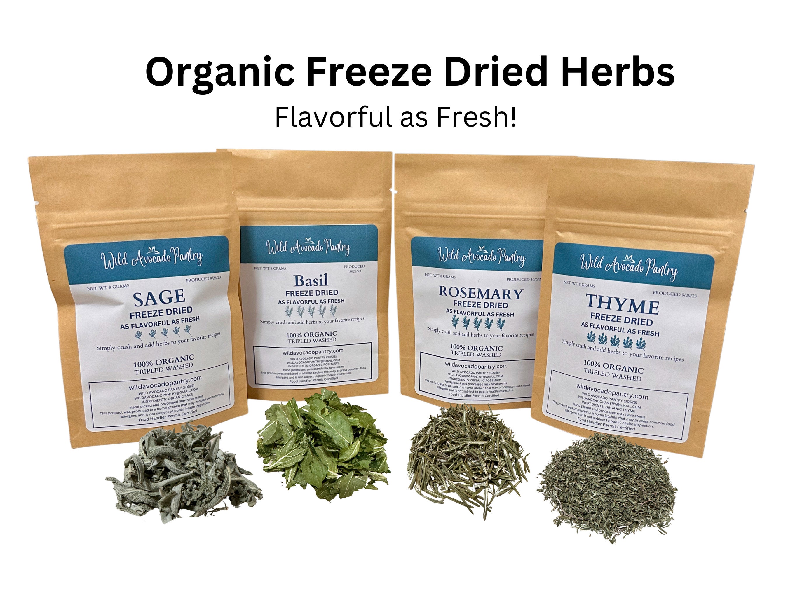Organic Freeze Dried Herbs Rosemary, Thyme, Sage, Basil Etsy