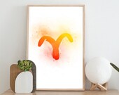 Aries Wall Art Print, Printable Aries Poster, Aries Decor, Zodiac Sign Art Prints, Astrology Artwork Instant Download Birthday Gifts