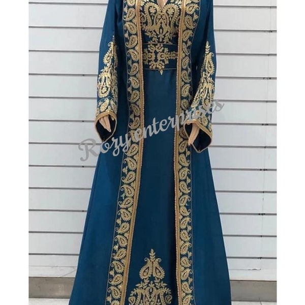 Vente soirée Abaya royale marocaine Dubaï caftan avec lit arabe grande taille Abaya fête déguisements vêtements africains Aari travail brodé