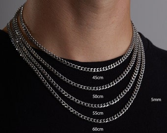 Cuban Chain Silver • Cuban Link Chain Necklace • Waterproof Men's Chain Necklace  • 316L Stainless Steel • Necklace Silver  • Chain Gold