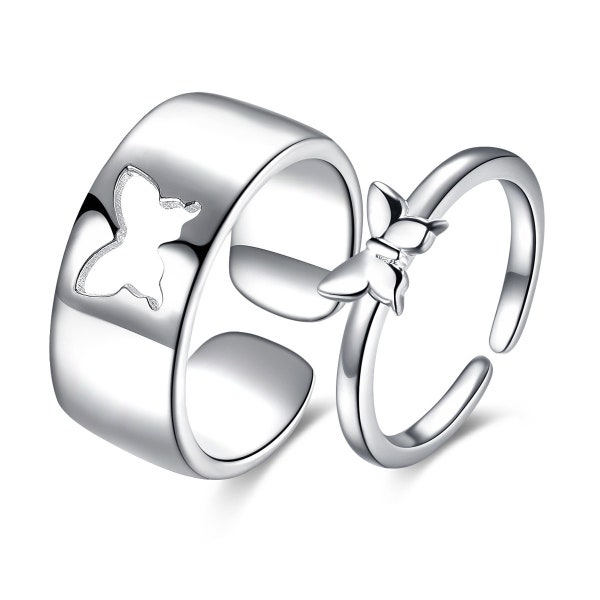 Butterfly Couple Rings Silver 925 • Couple Rings • Butterfly Partner Rings • Engagement Rings • Wedding Rings • Anniversary Rings - Wedding