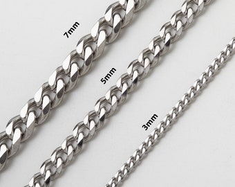 Cuban Chain Silver • Cuban Link Chain Necklace • Waterproof Men's Chain Necklace  • 316L Stainless Steel • 925 Sterling Silver  • Chain Gold