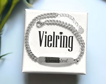 Bracciale partner Argento sterling 925 • Incisione a piacere • Bracciale con incisione personalizzata • Braccialetti per coppie • Bracciale a maglie • regolabile