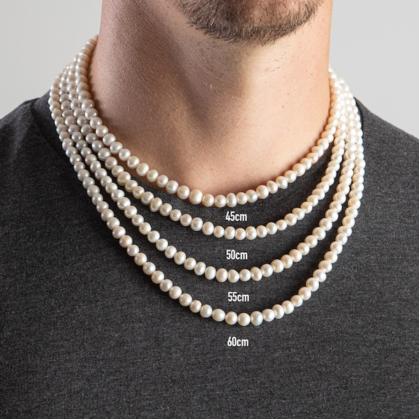 Collier de perles d'eau douce • Collier de perles naturelles • Tour de cou de perles • Collier de véritables perles d'eau douce • Cadeau pour lui • Cadeau pour homme