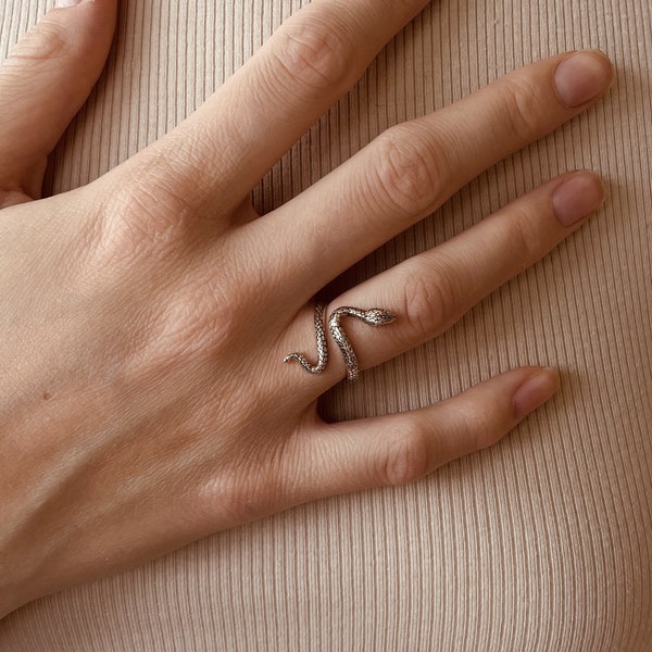 Vintage Snake Ring • Adjustable Snake Ring • Open Snake Ring  • 925 Sterling Silver Snake Ring • Gold Snake Ring • Spiral Ring • Animal Ring