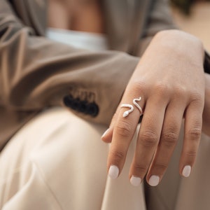Gold Snake Ring • Adjustable Snake Ring • Open Snake Ring  • 925 Sterling Silver Snake Ring • Gold Snake Ring • Spiral Ring • Animal Ring
